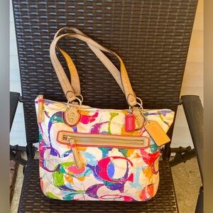 Coach Poppy Stamped Signature C Tote